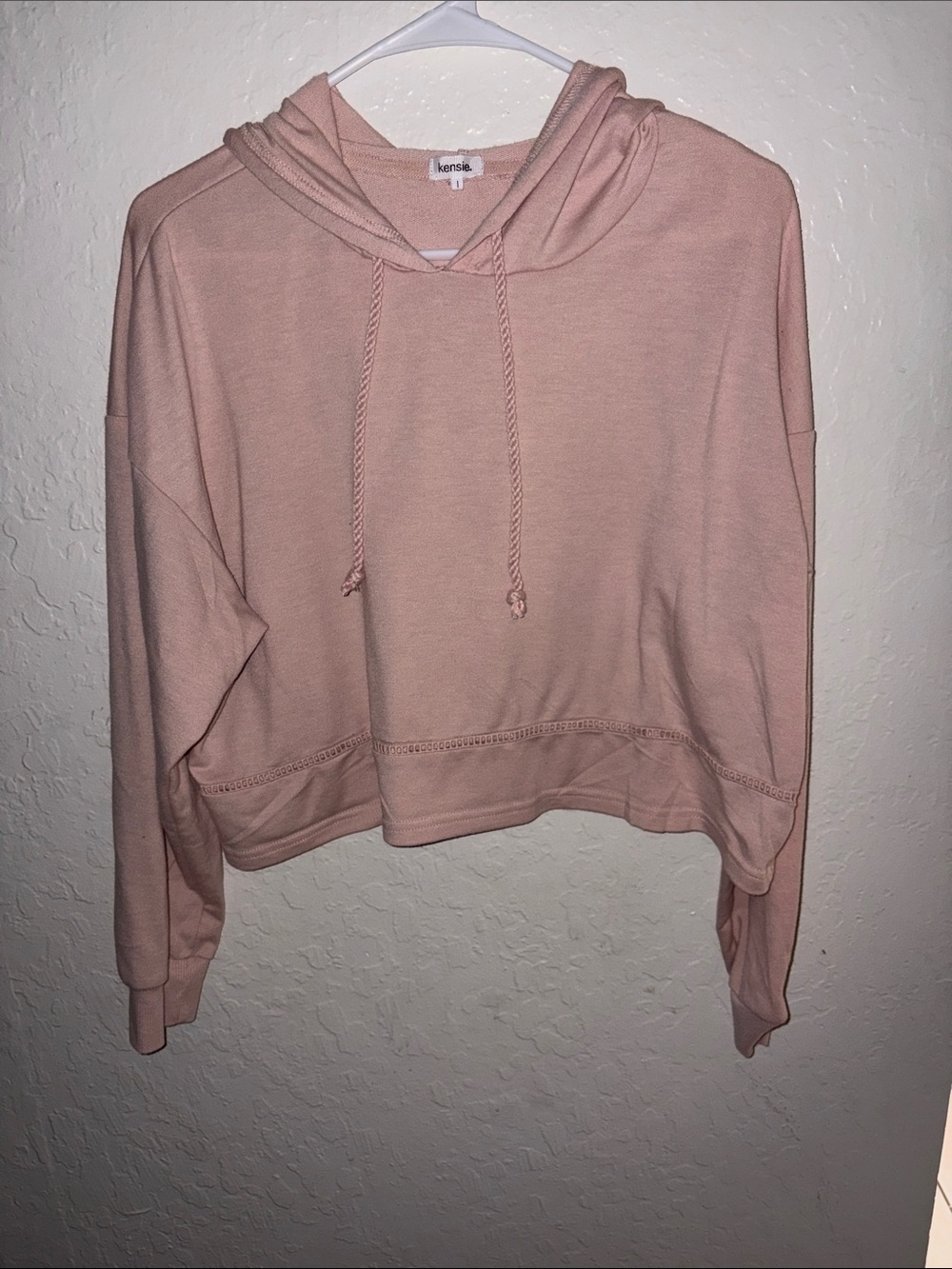 kensie Dusty Pink Cropped Hoodie
